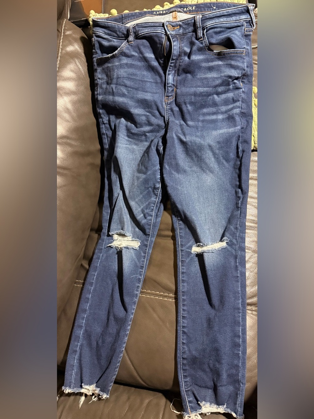 American Eagle Outfitters Dark Blue Ripped Skinny Jeans